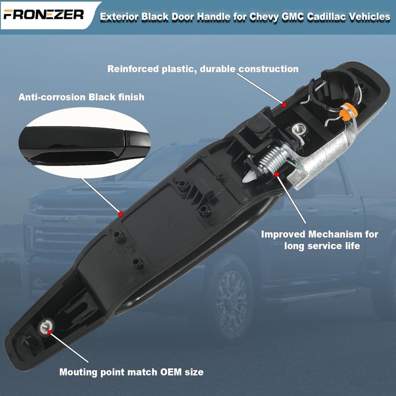 FRONEZER Exterior Door Handle, 4PCS Black Front Rear Driver Passenger Compatible with 2007-2014 Chevy Silverado Suburban Avalanche Tahoe, GMC Sierra Yukon Cadillac Escalade Replace 20828258 22738721 - Image 5